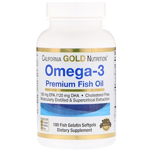 California Gold Nutrition, Omega-3, Premium Fish Oil, 100 кап.