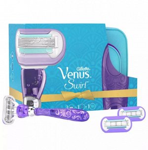 Джилет Венус Подарочный набор женский с косметичкой + 3 кассеты Venus Swirl
