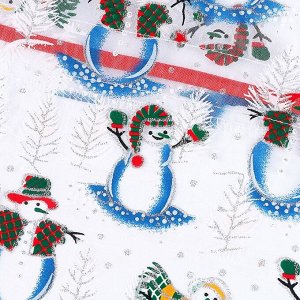 Мешок подарочный «Снеговики на лыжах», р. 25 x 32 см, органза