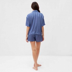 Пижама женская (рубашка и шорты) KAFTAN "Полоса", синий