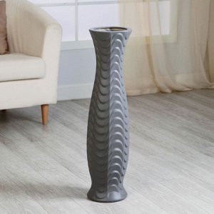Ваза керамика напольная "Седар" волна, 17х75 см, серый