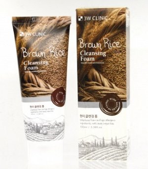 3W CLINIC Пенка для умывания натуральная КОРИЧНЕВЫЙ РИС Brown Rice Foam Cleansing, 100 мл (Ю. Корея)