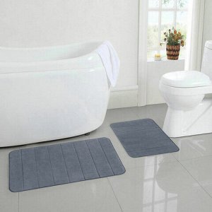 Комплект ковриков MEMORY EFFECT для ванной 50х80 см и туалета 40х60 см темно-серый LAIMA HOME, 608448