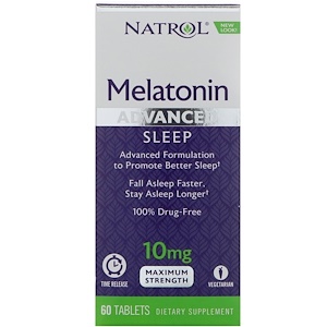 Natrol, Мелатонин, улучшенный сон, медленное высвобождение, 10 мг, 60 таблеток