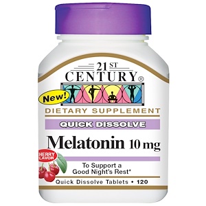 21st Century, Мелатонин, вишневый вкус, 10 мг, 120 быстрорастворимых таблеток