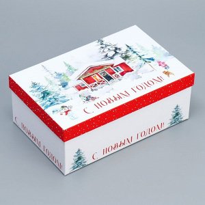 Набор новогодних подарочных коробок 10 в 1 «Новогодняя акварель», 12 х 7 х 4 - 32.5 х 20 х 12.5 см
