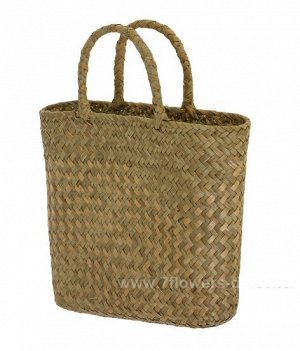 Кашпо-сумка 30,5 хH20 водоросли/металл плетенное с ручуками цвет натуральный Арт LY-22440