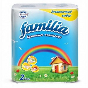 Бумажные полотенца "Familia" белые 2 слоя, 2 шт Радуга