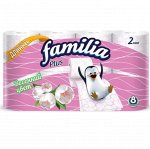 Туалетная бумага &quot;Familia Plus&quot; Весенний цвет белая с рисунком 2 слоя, 8 шт