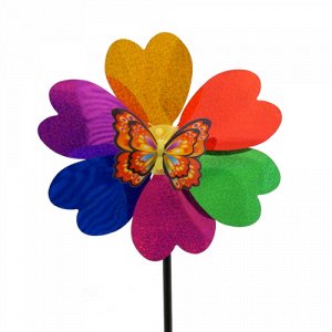 Ветрячок "Цветочек с бабочкой" фольга 20х30 см