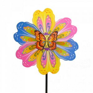 Ветрячок "Цветочек с бабочкой" пластик 30 см