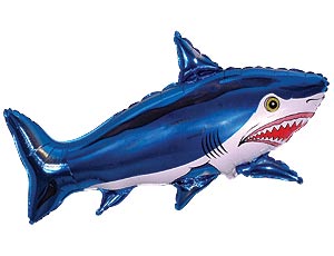 Шар-фигура/ мини фольга, "Акула синяя" (FM), 14"/36 см