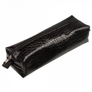Пенал-косметичка BRAUBERG "Ultra black", "крокодиловая кожа"