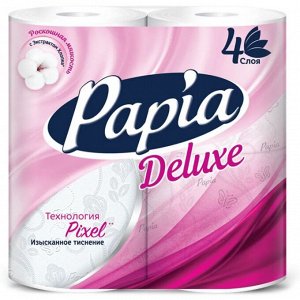 Туалетная бумага "Papia Deluxe" белая  4 слоя, 4 шт