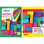 Картон цветной A5, ArtSpace, 10л., 10цв., немелованный, на клею