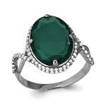 Кольцо из серебра с агатом зелёным и фианитом 6548209А.5