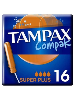 Тампакс Компакт Женские гигиенические тампоны с аппликатором TAMPAX Compak Super Plus Duo 16шт.