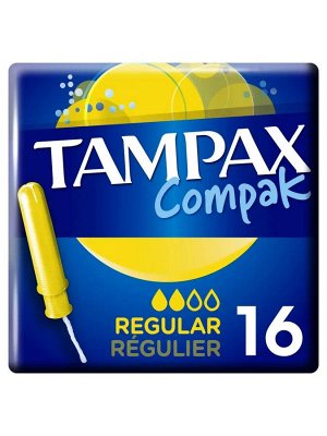 Тампакс Компакт Тампоны женские гигиенические с аппликатором TAMPAX Compak Regular Duo 16шт.