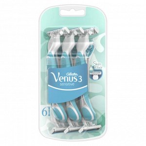 Джиллет, Женские Одноразовые Бритвы, GILLETTE VENUS 3 SENSITIVE DISPO,  4шт.+ 2шт.