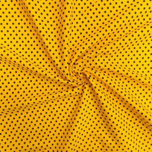 Ткань на отрез бязь плательная 150 см 1359/4 желтый фон черный горох