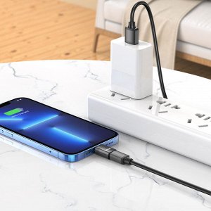 Переходник HOCO UA17, Lightning iOS штекер на Type-C Black , OTG