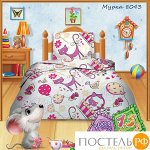 Код: 422718 КПБ 1,5 бязь &quot;Кошки-мышки&quot; (1 нав 70*70) КПКм-10 рис.8043 вид 1 Мурка
