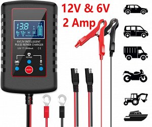 Пусковое зарядное устройство для аккумуляторов 6V/12V умное с цифровым дисплеем