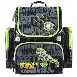 1074-mm-150 рюкзак+мешок (Динозавр) черн./сер./зел.кант h36