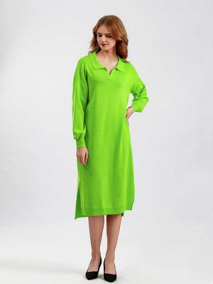 Женское трикотажное платье-рубашка оверсайз, цвет ярко-зеленый