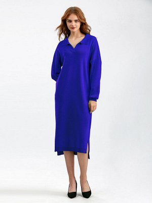 Женское трикотажное платье-рубашка оверсайз, цвет темно-синий