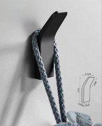 Крючок металлический черный, в ванную, в прихожую, на кухню, для одежды, без сверления