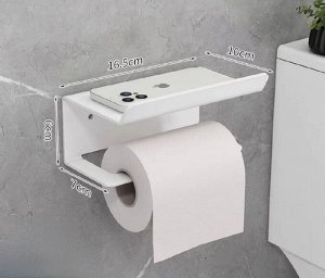 Держатель для туалетной бумаги с полкой, белый, металл
