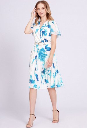 Платье Bazalini 4743 бело-голубой разводы