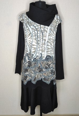 Платье Melissena 171 бежево-черный
