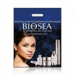 Пакет брендированный синий глянцевый BIOSEA, полноцветная печать, 40х50 полиэтилен