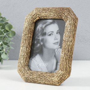 Фоторамка полистоун 10х15 см "Кора дерева" скошенные углы золото 14,3х18,8 см