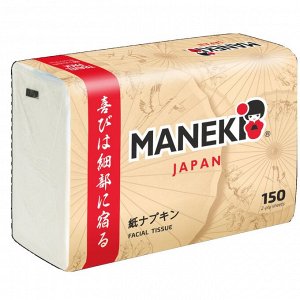 Салфетки бумажные "Maneki" KABI, 2 слоя, белые, 150 шт./упаковка