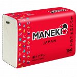 Салфетки бумажные &quot;Maneki&quot; RED, 2 слоя, белые, 150 шт./упаковка