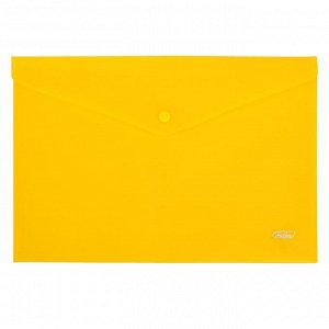 Папка-конверт на кнопке А4, 180 мкм, жёлтая
