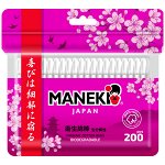 Палочки ватные гигиен. &quot;Maneki&quot; SAKURA, с белым бум. стиком, в zip-пакете, 200 шт./упак