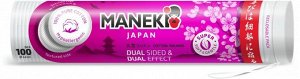Диски ватные косметические "Maneki" Lovely, двусторонние: одна сторона гладкая, другая рефленая, с пресс-линией по краю в пакете c веревочкой, 100шт