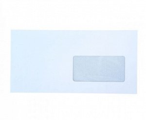 Конверт 110 х 220 мм чистый правое окно силик/лента вн/запечатка 1/25 Е65