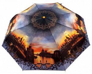 Зонт женский полуавтомат Город цвет Серо-коричневый (DINIYA)