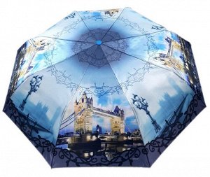 Зонт женский полуавтомат Город цвет Темно-голубой (DINIYA)