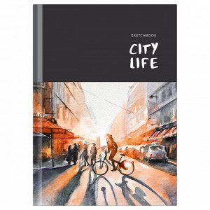 Скетчбук 100л. А5 7БЦ BG ""City life"", глянцевая ламинация, 100г/м2