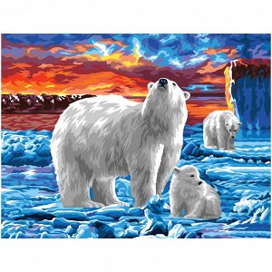Картина по номерам на холсте ТРИ СОВЫ ""Белые медведи"", 40*50, с акриловыми красками и кистями