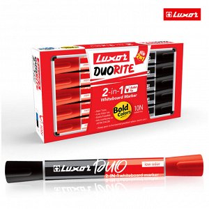 Маркер для белых досок двухсторонний Luxor ""Duorite"" черный/красный, пулевидный, 1-3мм