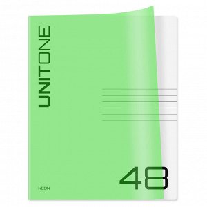 Тетрадь 48л. клетка BG ""UniTone. Neon"", пластиковая обложка, неон салатовый