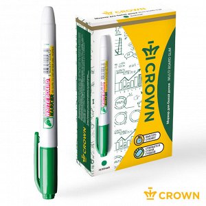 Маркер для белых досок Crown ""Multi Board Slim"" зеленый, пулевидный, 2мм