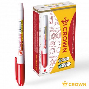 Маркер для белых досок Crown ""Multi Board Slim"" красный, пулевидный, 2мм